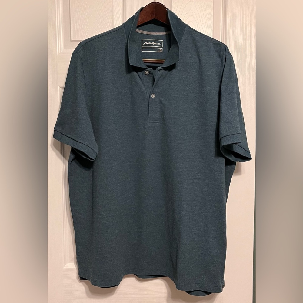 Eddie Bauer, Men's cotton Short-Sleeve Polo Shirt, dark green size XXL